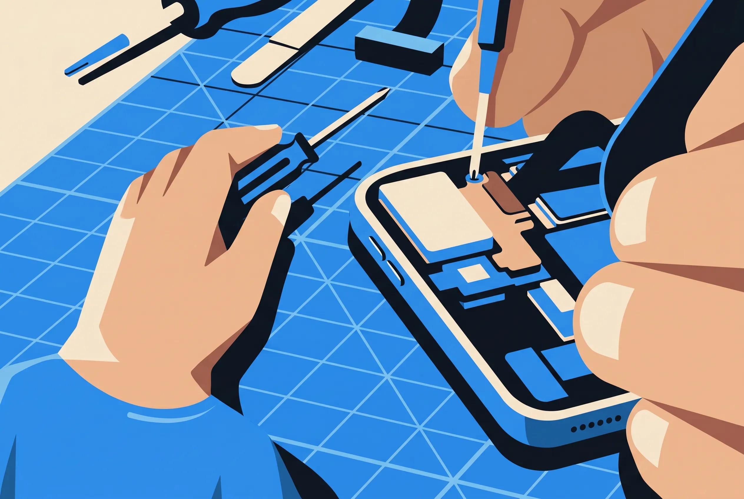 Inside an iPhone during a repair